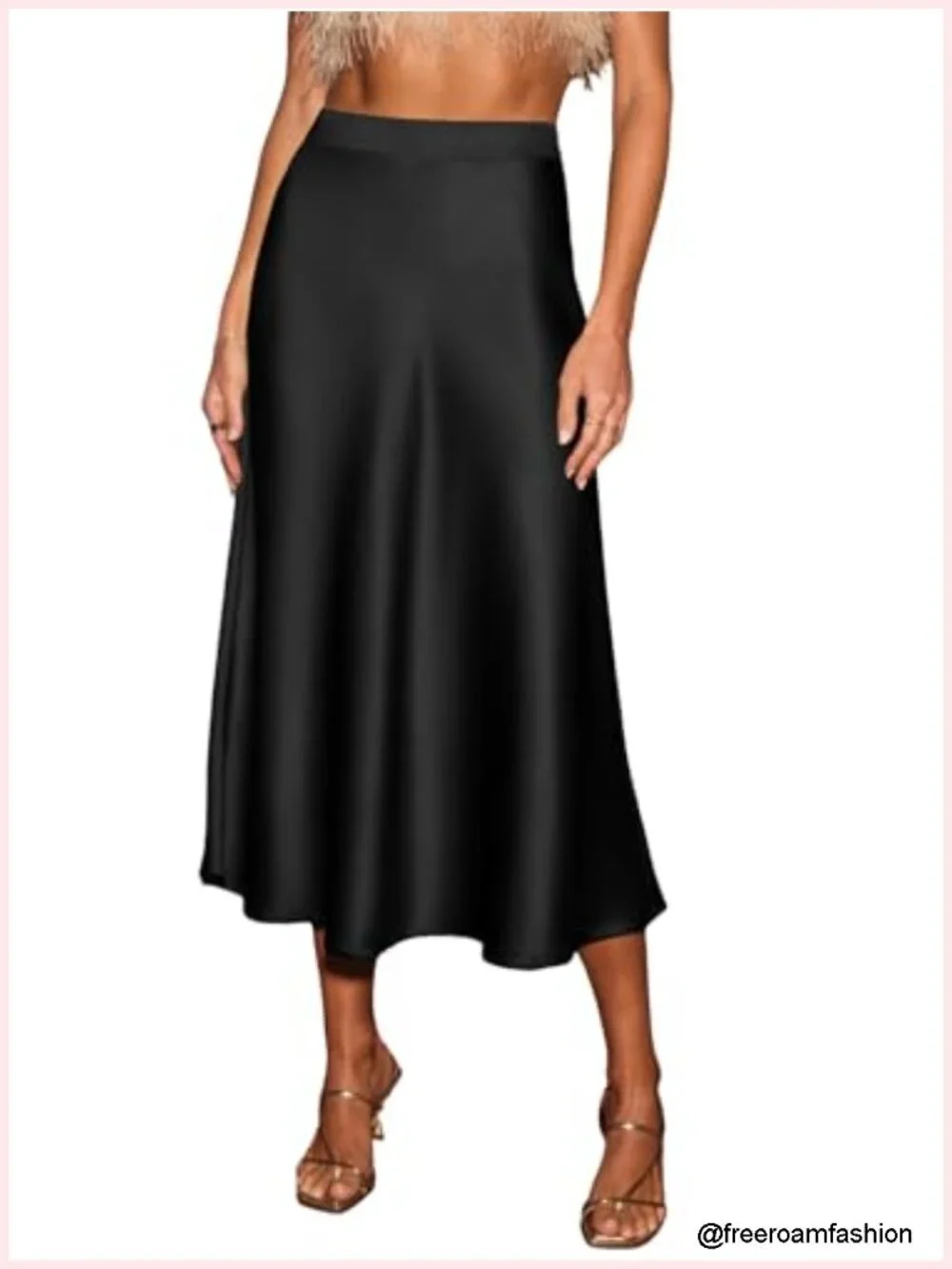 CUPSHE Women's Satin A-Line Midi Skirt High Waist with Hidden Side Zipper,